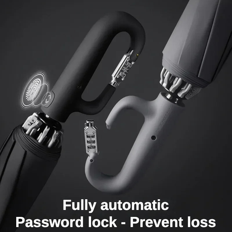 Fully Automatic Folding Password Lock Buckle Umbrella, Windproof, Enlarged Thick,Car Reverse Wind Resistant Umbrella Men Women